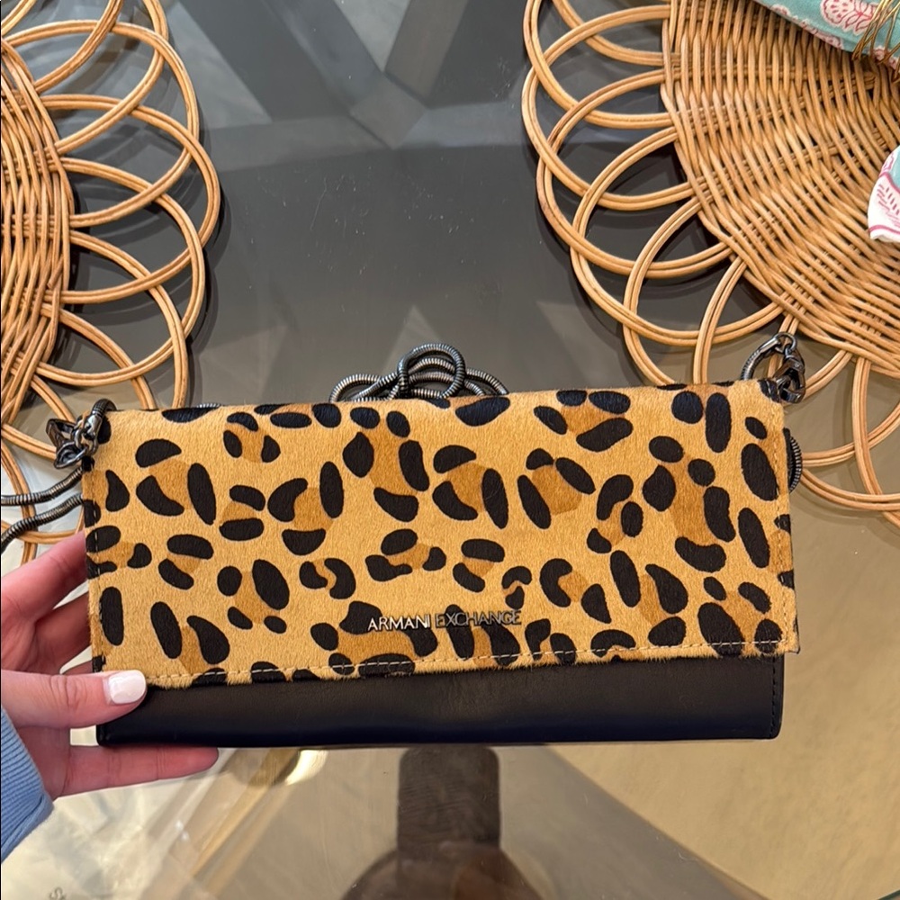 Armani Exchange Leopard Print and Black Women's Bag
